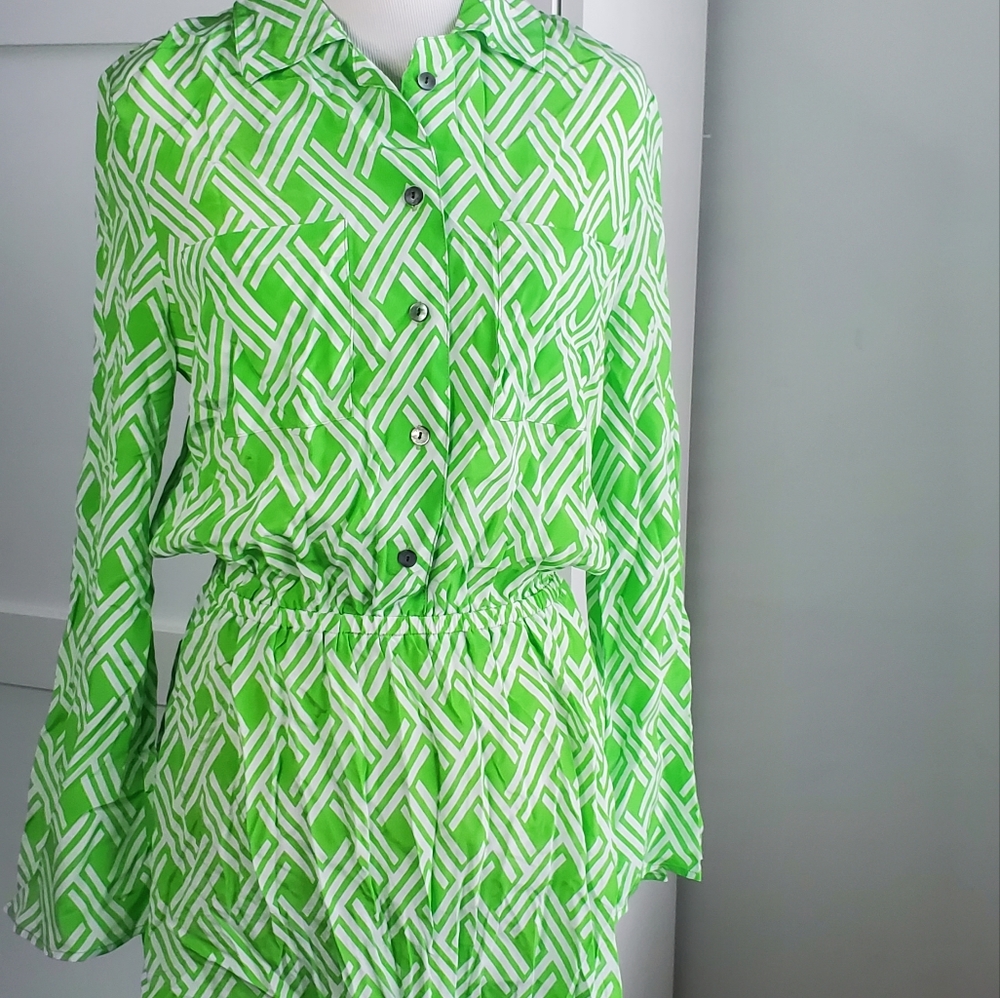 Lauren Gold green button up dress